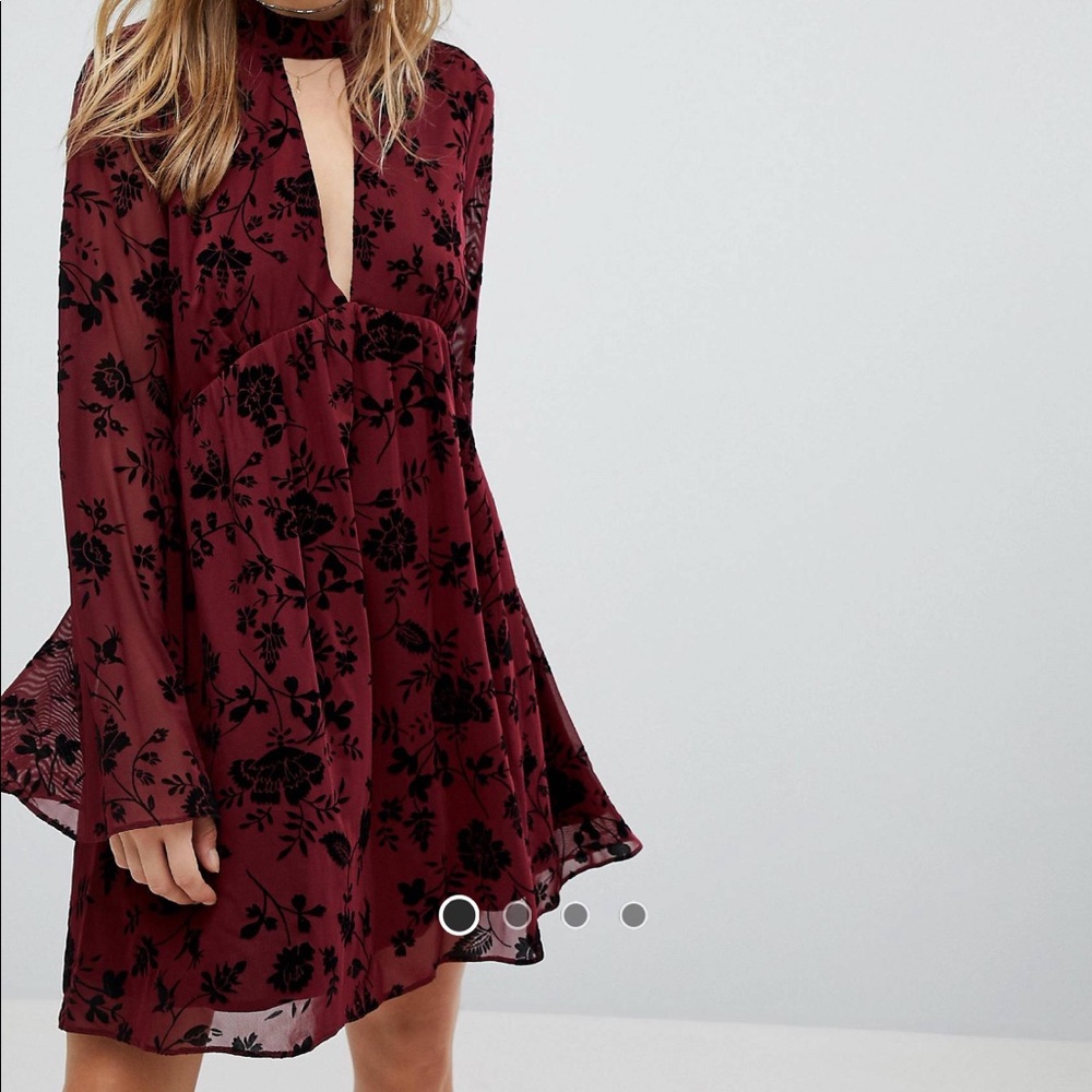 NWOT ASOS Swing Dress in Velvet Floral Burnout